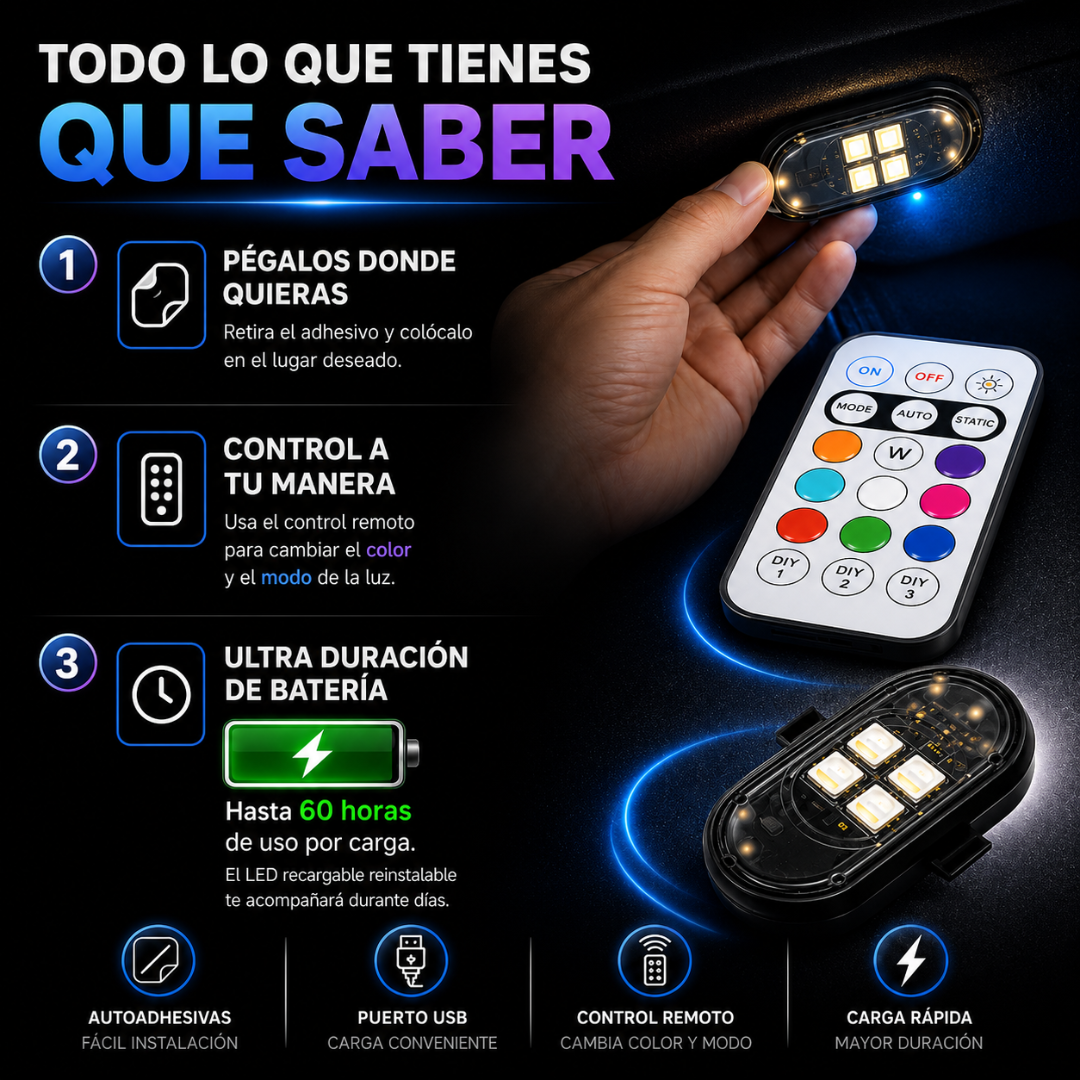 Noxtar ® Luz Ambiente Para Auto RGB